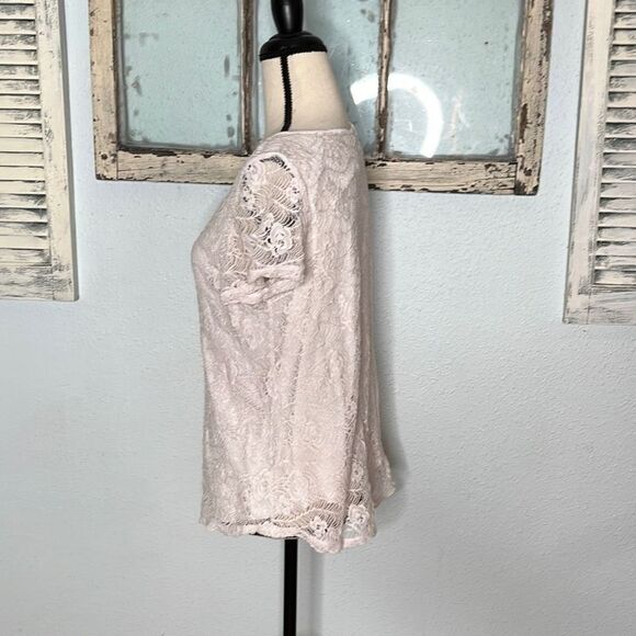 Leo & Nicole Women's Blouse Short Sleeve Lace Top White Size Extra Large - Picture 4 of 10